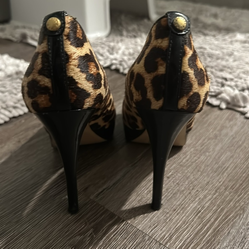 Leopard MK open toe high heels